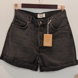 NWT Reformation Mid Rise Black Denim Shorts
